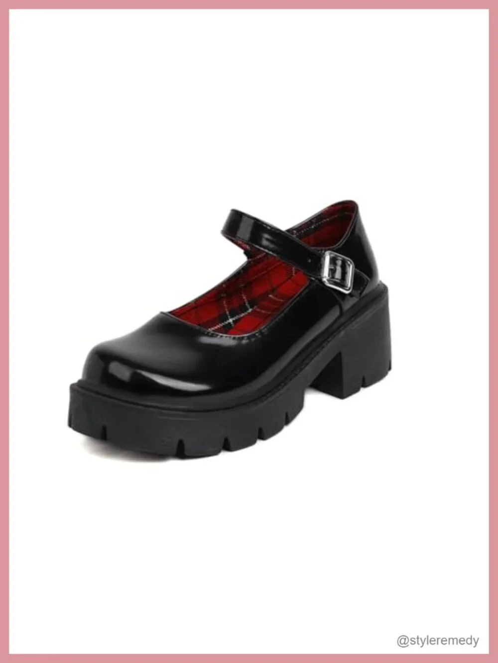 Platform Mary Janes Chunky Heel Goth Dress Shoes, Faux Leather Buckle Strap